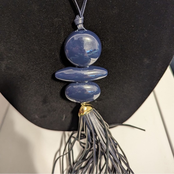 Chicos Navy Blue Avery Tassel Necklace - Picture 5 of 7